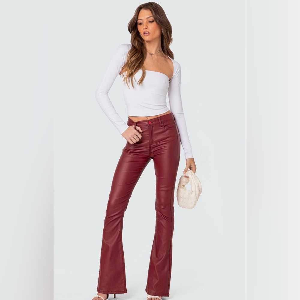 Faux leather flare pants sz L NWT